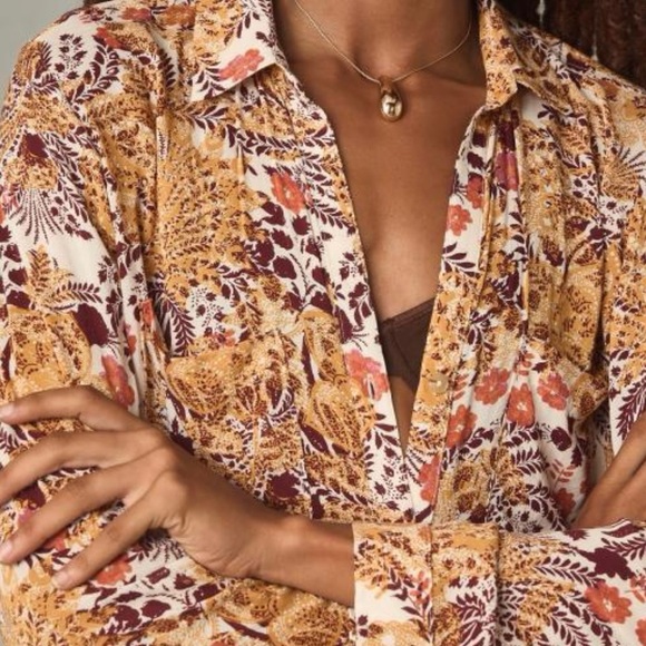 Anthropologie Pilcro Floral Print Button-Up Shirt Size M - Picture 11 of 12